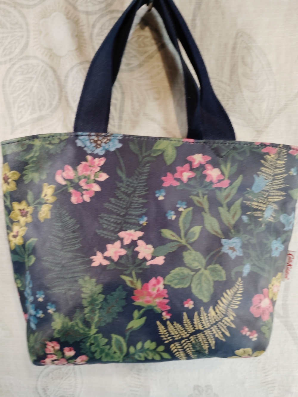 Cath Kidston Navy Floral  Cosmetic Tote Bag with Pink, Green & Gold Accents